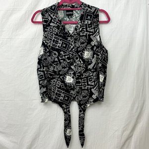 Harry Potter Marauder's Map Woven Vest Women M Hot Topic Black White